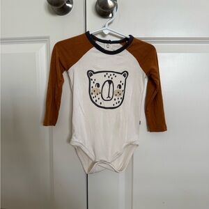 Little Sleepies Long-Sleeve Bear Bodysuit in Cream and Brown